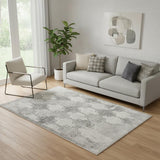 5' X 8' Gray Distressed Trellis Pattern Area Rug
