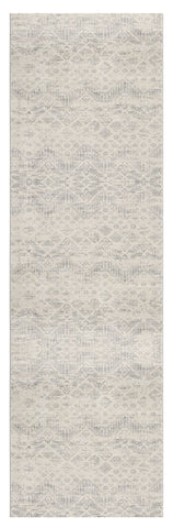 2' X 20' Ivory Distressed Ikat Pattern Runner Rug