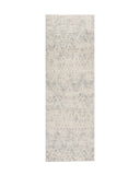 2' X 5' Ivory and Gray Ikat Power Loom Distressed Area Rug