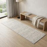 2' X 6' Ivory Distressed Ikat Pattern Area Rug