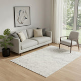5' X 8' Ivory Distressed Ikat Pattern Area Rug