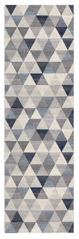 2' X 20' Navy Blue Geometric Diamond Runner Rug
