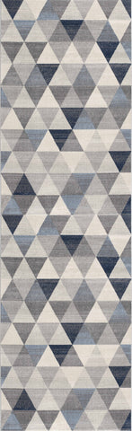 2' X 6' Navy Blue Geometric Diamond Area Rug