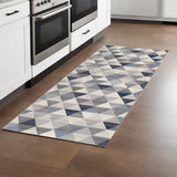 2' X 8' Navy Blue Geometric Diamond Runner Rug
