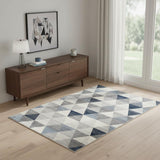4' X 6' Navy Blue Geometric Diamond Area Rug