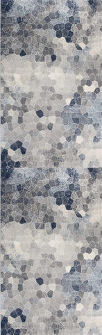 2' X 13' Navy Blue Cobblestone Pattern Runner Rug