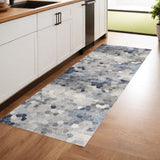 2' X 8' Navy Blue Cobblestone Pattern Runner Rug