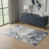 4' X 6' Navy Blue Cobblestone Pattern Area Rug