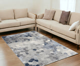 5' X 8' Navy Blue Cobblestone Pattern Area Rug