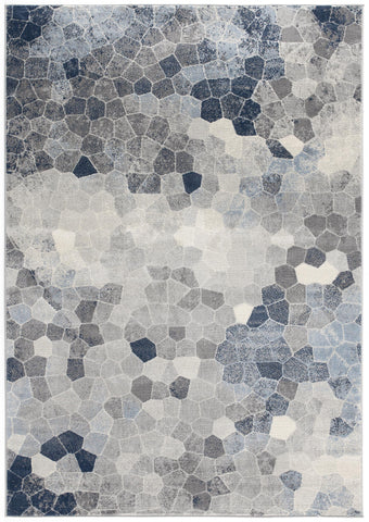 7' X 10' Navy Blue Cobblestone Pattern Area Rug