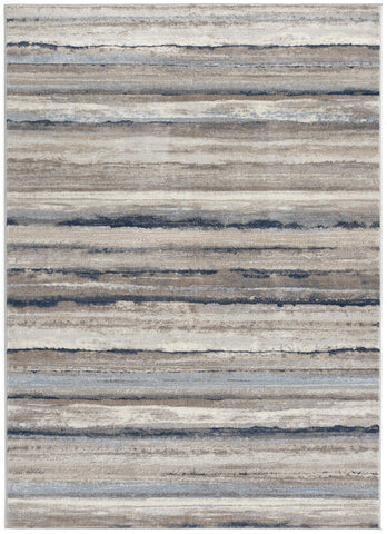 4' X 6' Blue And Beige Distressed Stripes Area Rug