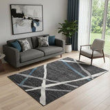 5' X 8' Distressed Black And Gray Abstract Area Rug