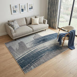 5' X 8' White And Blue Abstract Strokes Area Rug