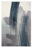 7' X 9' White And Blue Abstract Strokes Area Rug