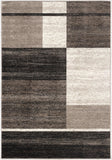 7' X 9' Brown And Beige Abstract Blocks Area Rug