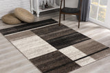 7' X 9' Brown And Beige Abstract Blocks Area Rug