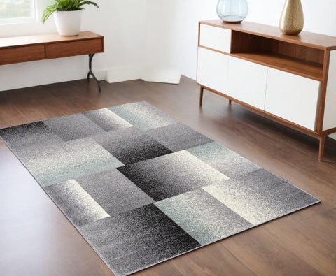4' X 6' Gray Modern Geometric Area Rug