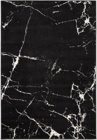 7' X 9' Black And White Abstract Area Rug