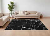 7' X 9' Black And White Abstract Area Rug