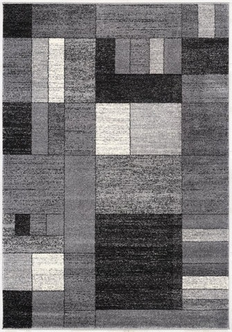 7' X 9' Gray Distressed Geometric Area Rug