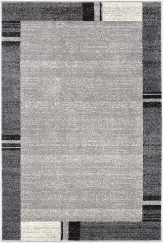 7' X 9' Gray Modern Bordered Area Rug