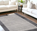 7' X 9' Gray Modern Bordered Area Rug