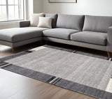 7' X 9' Gray Modern Bordered Area Rug