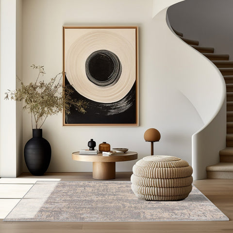 5' X 8' Grey Abstract Area Rug