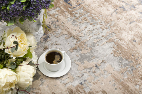 8' X 10' Beige Abstract Dhurrie Area Rug