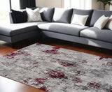8' X 10' Red and Gray Modern Abstract Area Rug