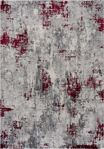 8' X 10' Red and Gray Modern Abstract Area Rug