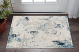 3' X 5' Blue And Ivory Abstract Strokes Area Rug