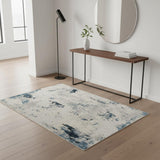 4' X 6' Blue Abstract Dhurrie Area Rug