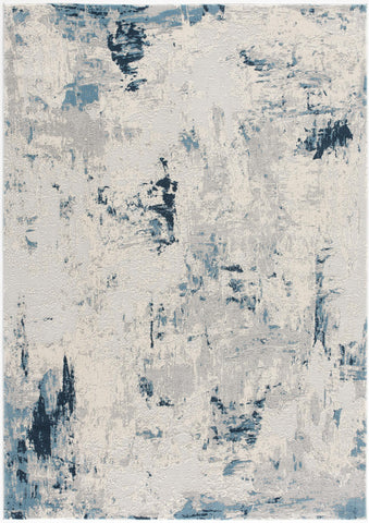 4' X 6' Blue Abstract Dhurrie Area Rug