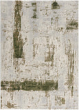 8' X 10' Green and Ivory Abstract Distressed Area Rug