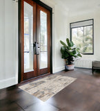 3' X 5' Beige Abstract Printed Area Rug