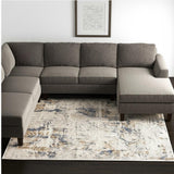 6' X 9' Beige Abstract Printed Area Rug