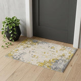 3' X 5' Gold And Gray Abstract Distressed Area Rug