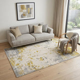 5' X 7' Gold And Gray Abstract Distressed Area Rug
