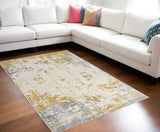 6' X 9' Gold Abstract Dhurrie Area Rug