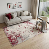 5' X 7' Gray And Red Abstract Distressed Area Rug