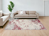 8' X 10' Red And Gray Abstract Shag Area Rug