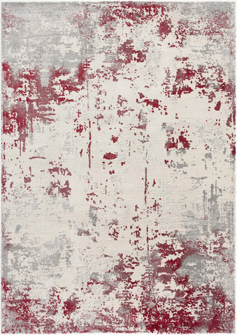8' X 10' Red And Gray Abstract Shag Area Rug