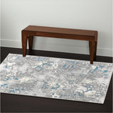 4' X 6' Blue Abstract Dhurrie Area Rug