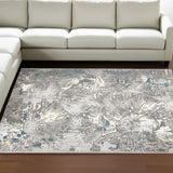 7' X 10' Blue Abstract Circular Motifs Area Rug