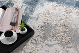 20' Blue And Ivory Abstract Dhurrie Runner Rug