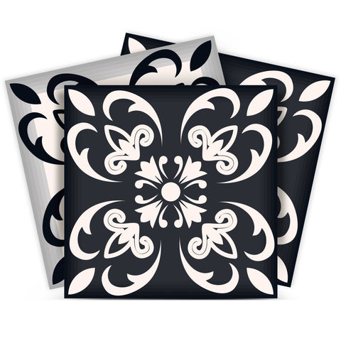5" X 5" Black And White Quatro Peel And Stick Removable Tiles