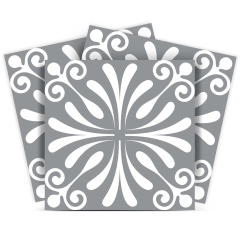 4" X 4" Gray And White Spire Peel And Stick Removable Tiles