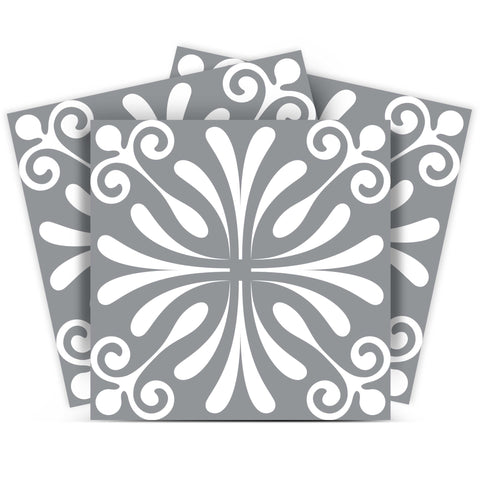 5" X 5" Gray And White Spire Peel And Stick Removable Tiles