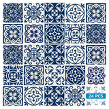 8" X 8" Midnight Blue And White Peel And Stick Removable Tiles